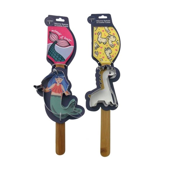 Core Silicone Mermaid Llama Spatula & Cookie Cutter Set 2 BPA Free Food Grade - Picture 1 of 3